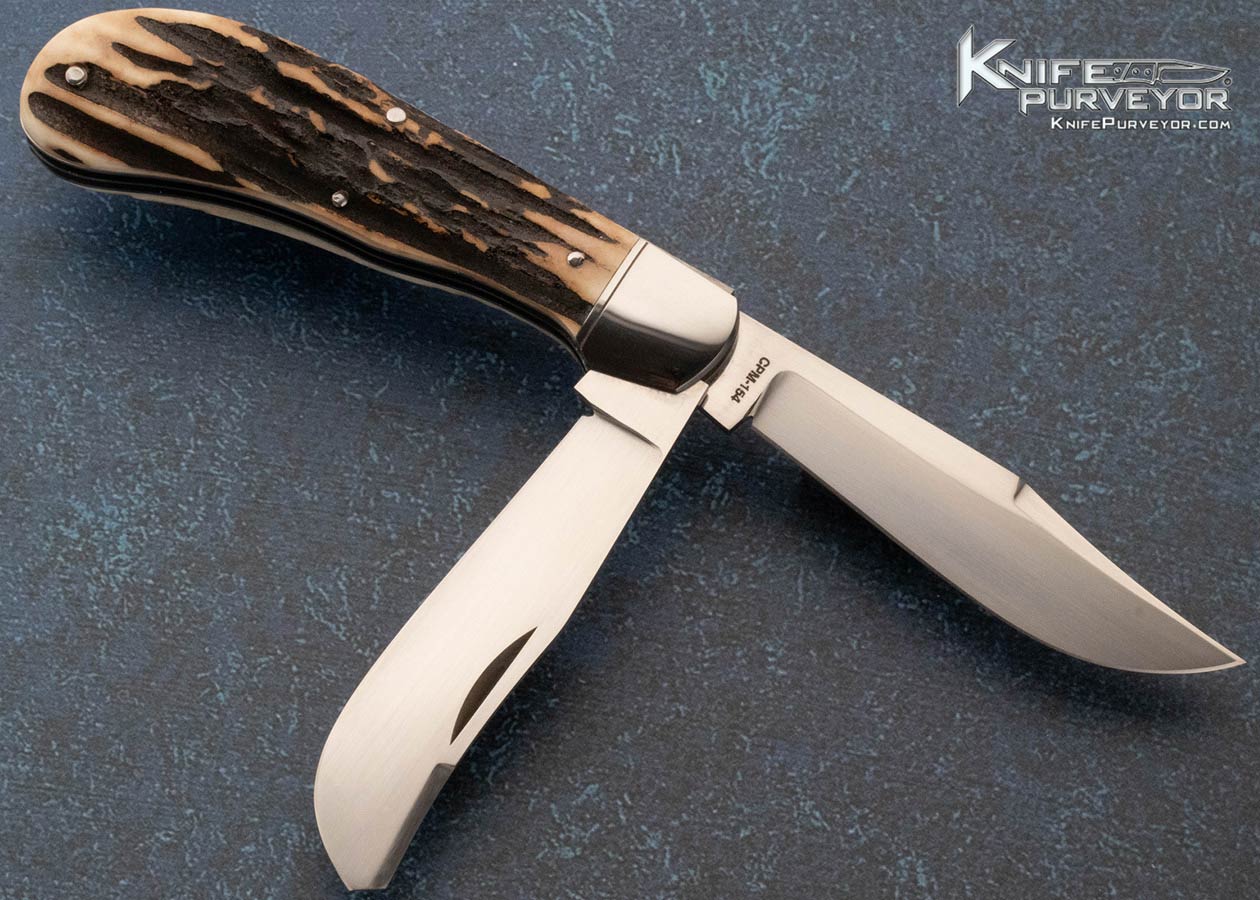Joel Chamblin Custom Knife 2 Blade Stag Slip Joint - Image 4