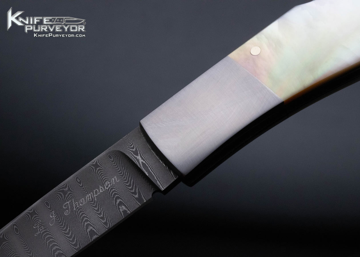 L.G. Thompson Custom Knife Gold Lip Mother of Pearl Lockback 15412