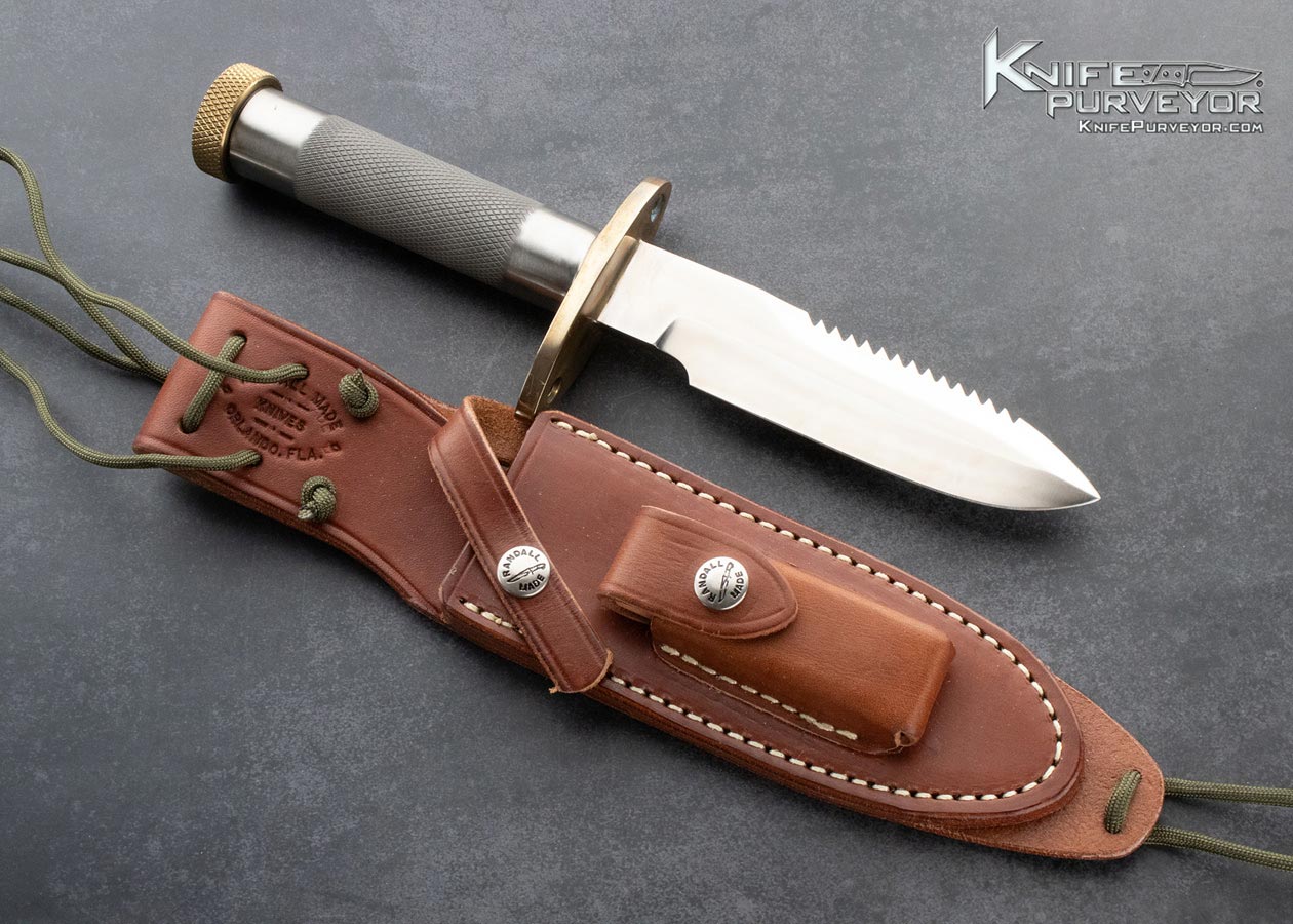 Randall Custom Knife Custom Knife Model 18-5 Attack Survival Stainless Steel with Sawtooth Edge Brass Cap and Guard - Image 3