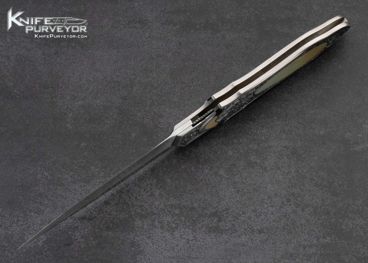 Rick Eaton Custom Knife Sole Authorship Engraved Art Deco AKI 2013 Model 9 #20 Dagger Linerlock (Featured in a Video) - Image 5