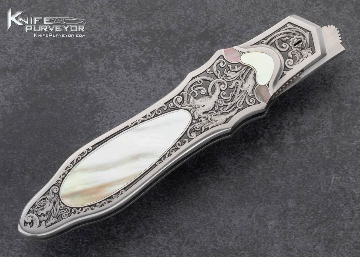Rick Eaton Custom Knife Sole Authorship Engraved Art Deco AKI 2013 Model 9 #20 Dagger Linerlock (Featured in a Video) - Image 4