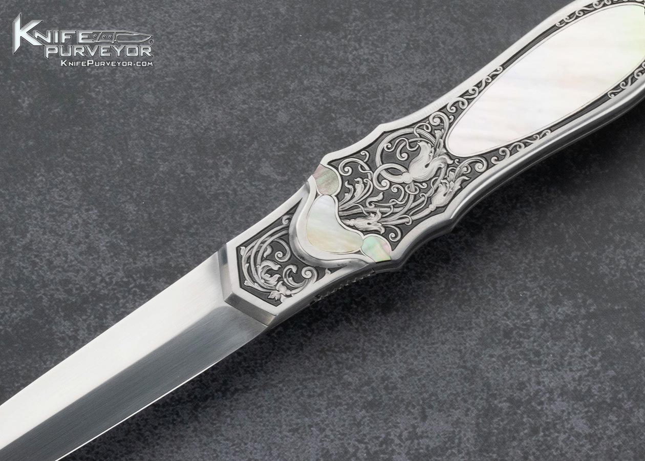 Rick Eaton Custom Knife Sole Authorship Engraved Art Deco AKI 2013 Model 9 #20 Dagger Linerlock (Featured in a Video) - Image 2