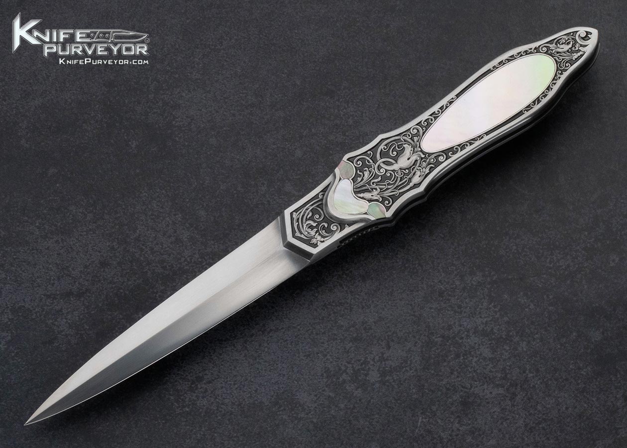 Rich Eaton Custom Knife Sole Authorship Engraved Art Deco AKI 2013 Model 9 #20 Dagger Linerlock 15440