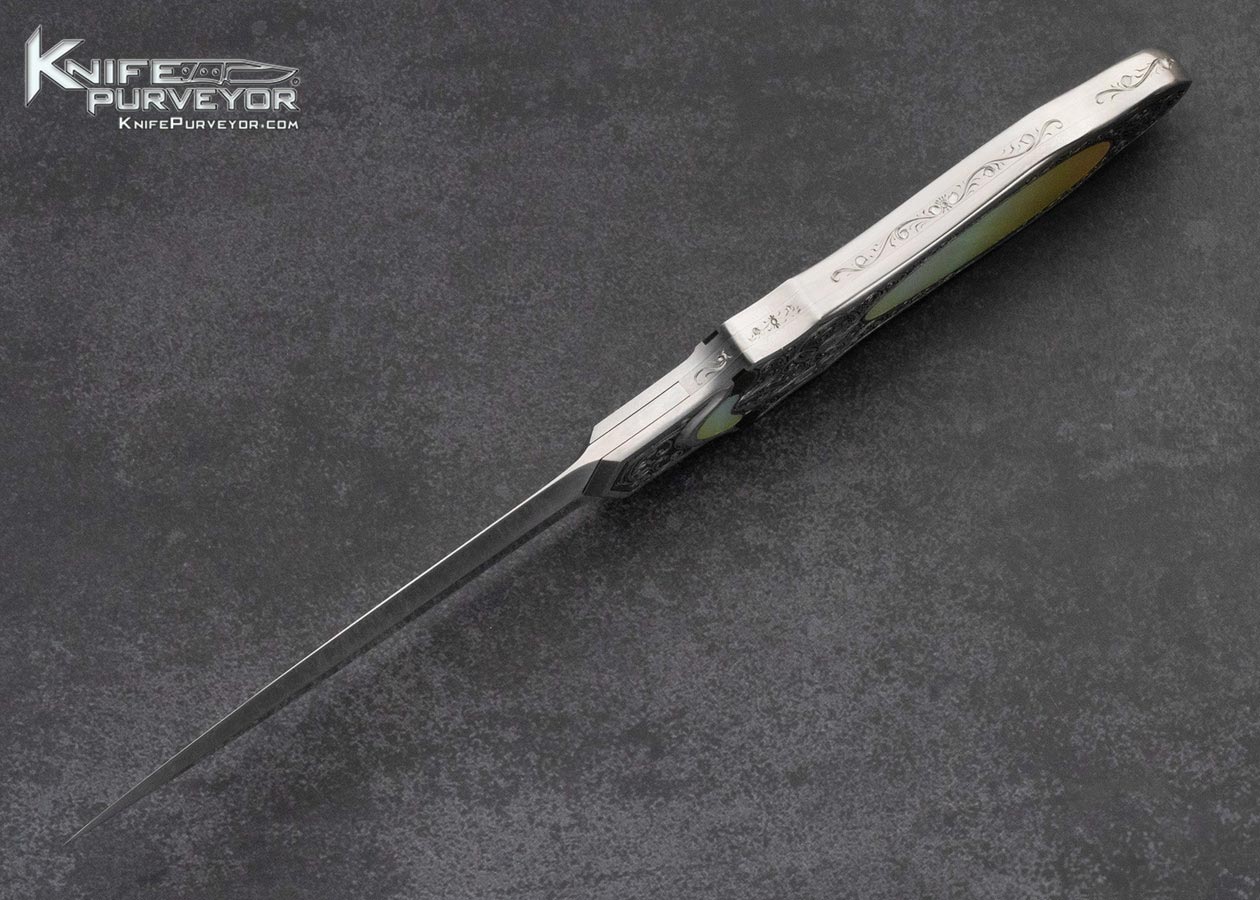 Rick Eaton Custom Knife Sole Authorship Engraved Art Deco AKI 2013 Model 9 #20 Dagger Linerlock (Featured in a Video) - Image 6
