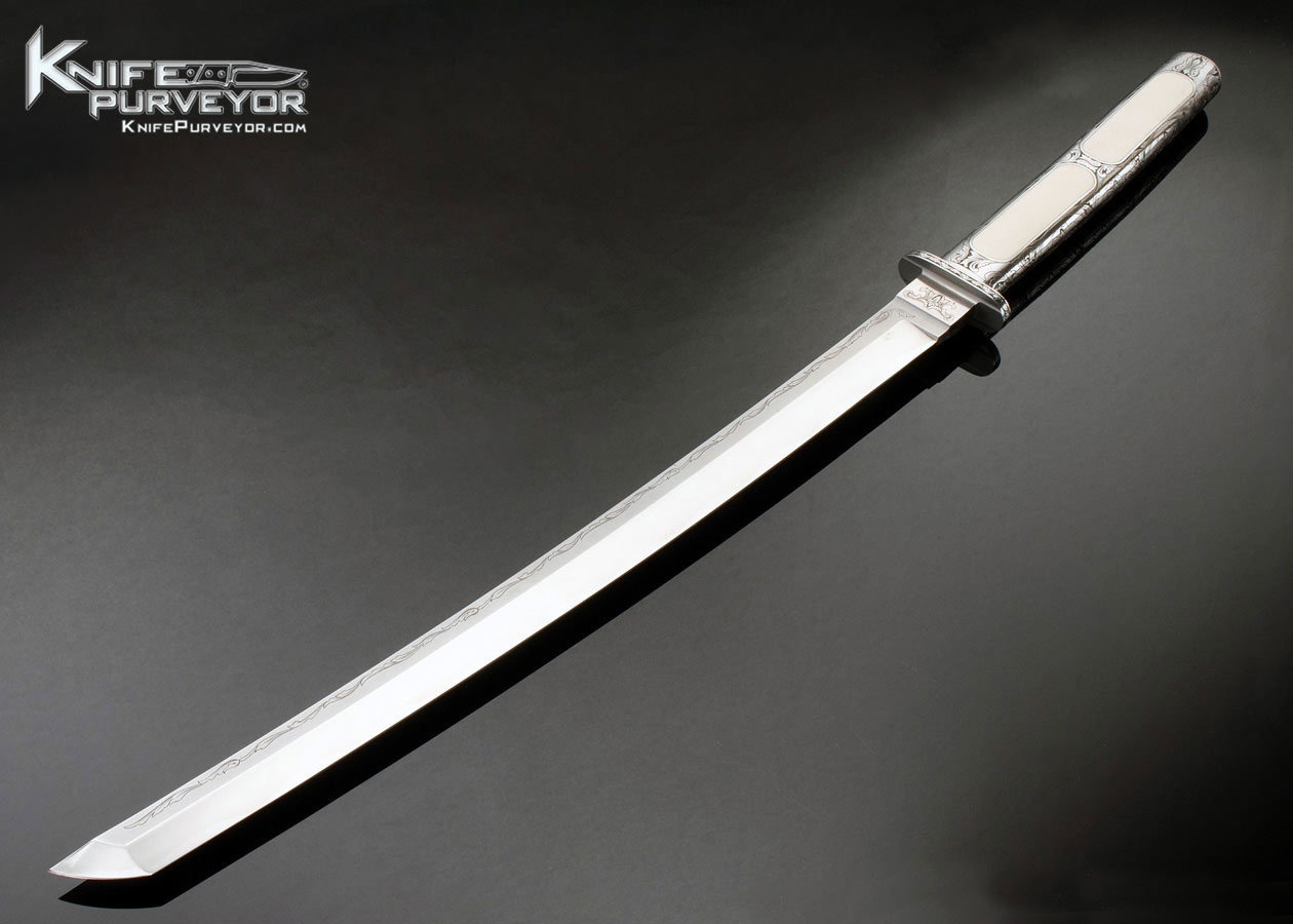Ron Best Custom Knife Mammoth Double Interframe Jere Davidson Engraved Integral Wakizashi 15432