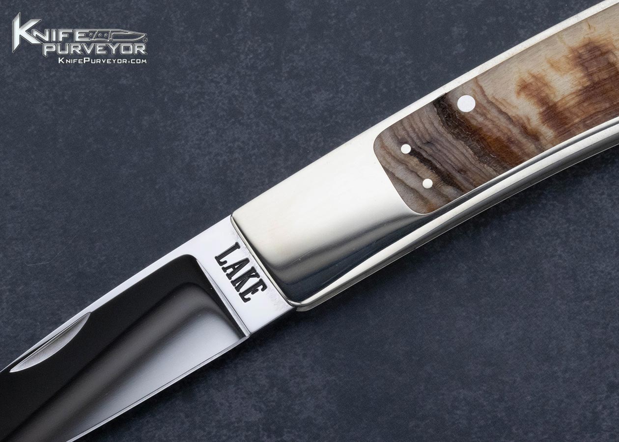 Ron Lake Custom Knife Nickel Silver Rams Horn Interframe Tail Lock - Image 2