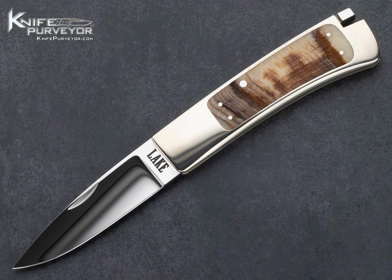 Ron Lake Custom Knife Nickel Silver Rams Horn Interframe Tail Lock 15453