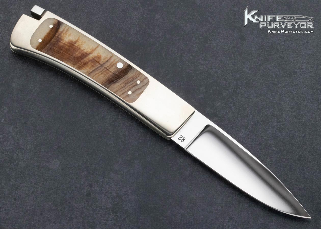 Ron Lake Custom Knife Nickel Silver Rams Horn Interframe Tail Lock - Image 4