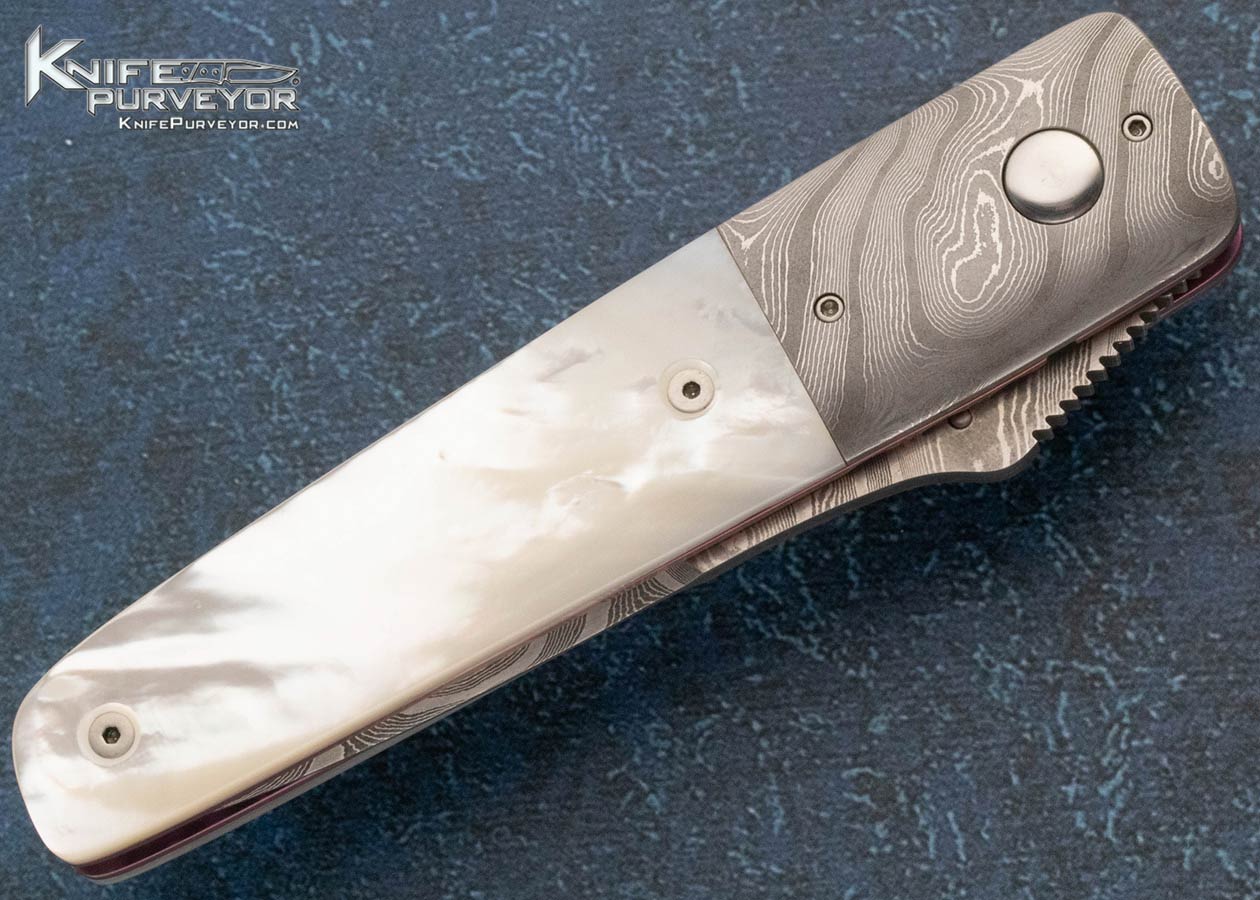 Roy Helton Custom Knife Damascus and Mother of Pearl Linerlock - Image 3