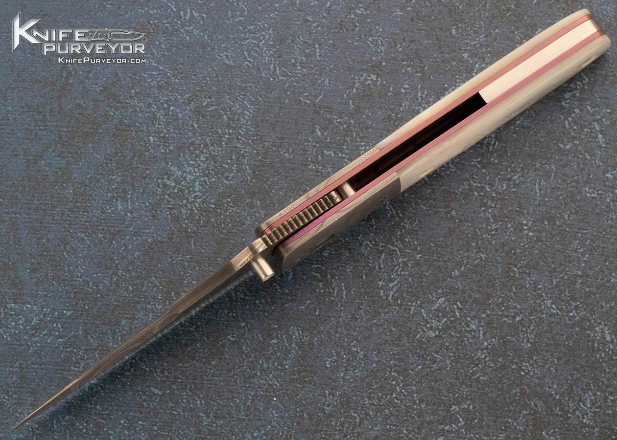 Roy Helton Custom Knife Damascus and Mother of Pearl Linerlock - Image 5