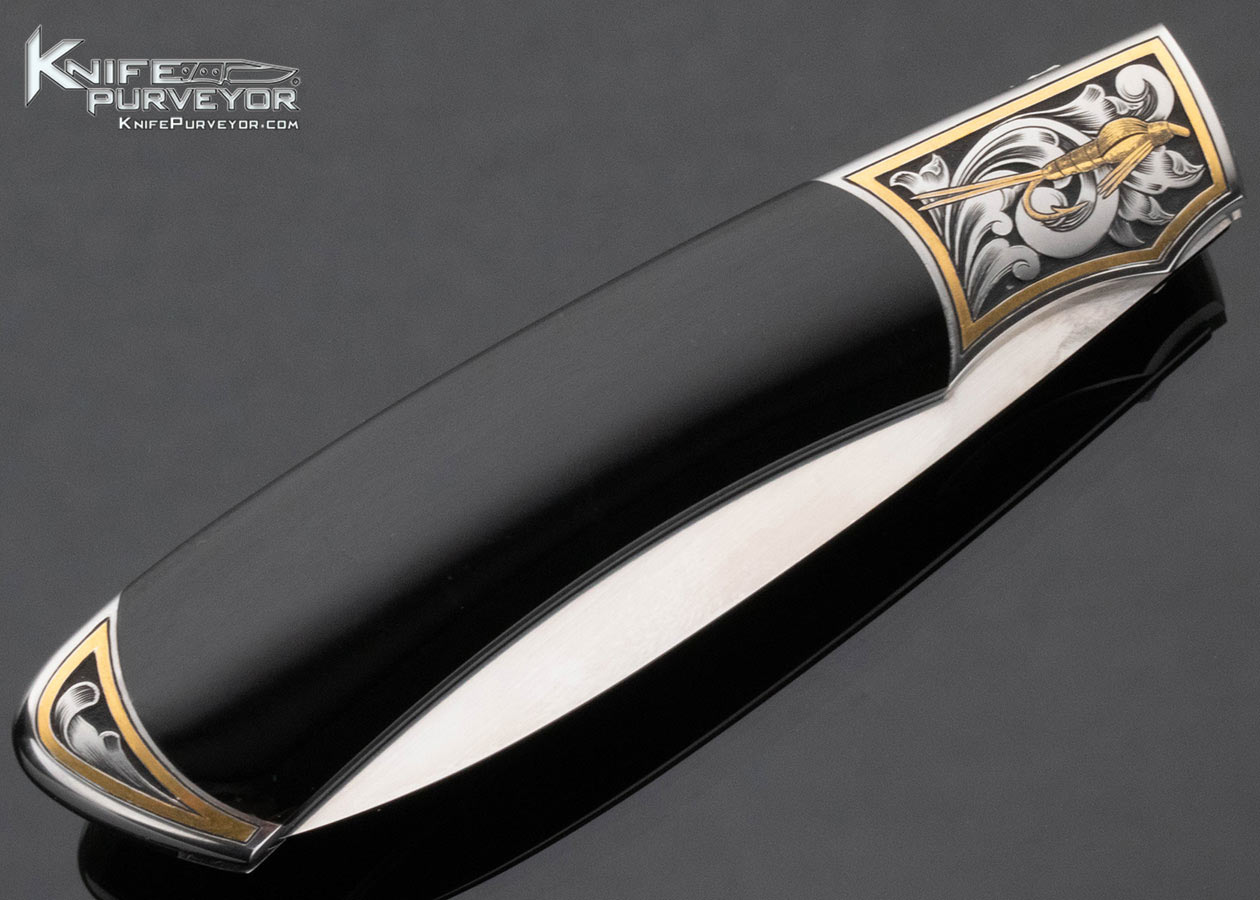 Scott Sawby Custom Knife Edwards Black Jade "Tanager" Engraved by Ray Cover Jr. - Image 4