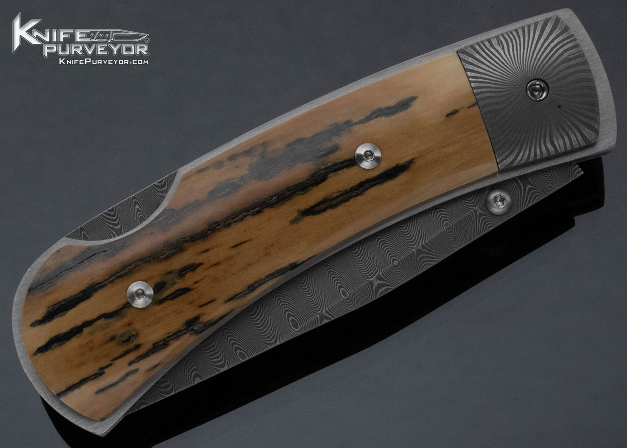 Tommy Lee Custom Knife Damascus and Fossilized Mammoth Lockback - Image 4
