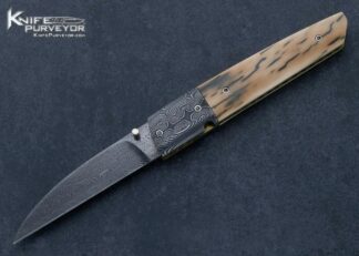 Andrew McLurkin Custom Knife Damascus and Mammoth Linerlock 15563