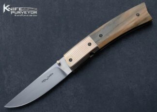 Andrew McLurkin Custom Knife Linear Mokume and Stabilized Giraffe Bone Linerlock 15569