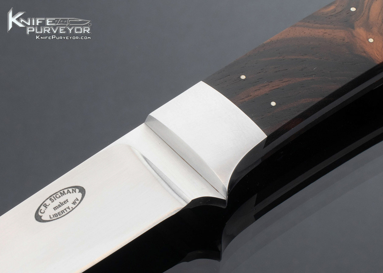 Corbet Sigman Custom Knife Macassar Ebony 440-C Utility Knife with Leather Sheath - Image 2