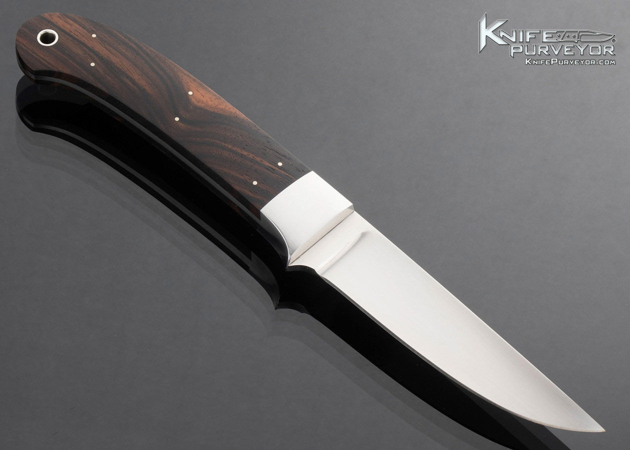 Corbet Sigman Custom Knife Macassar Ebony 440-C Utility Knife with Leather Sheath - Image 3