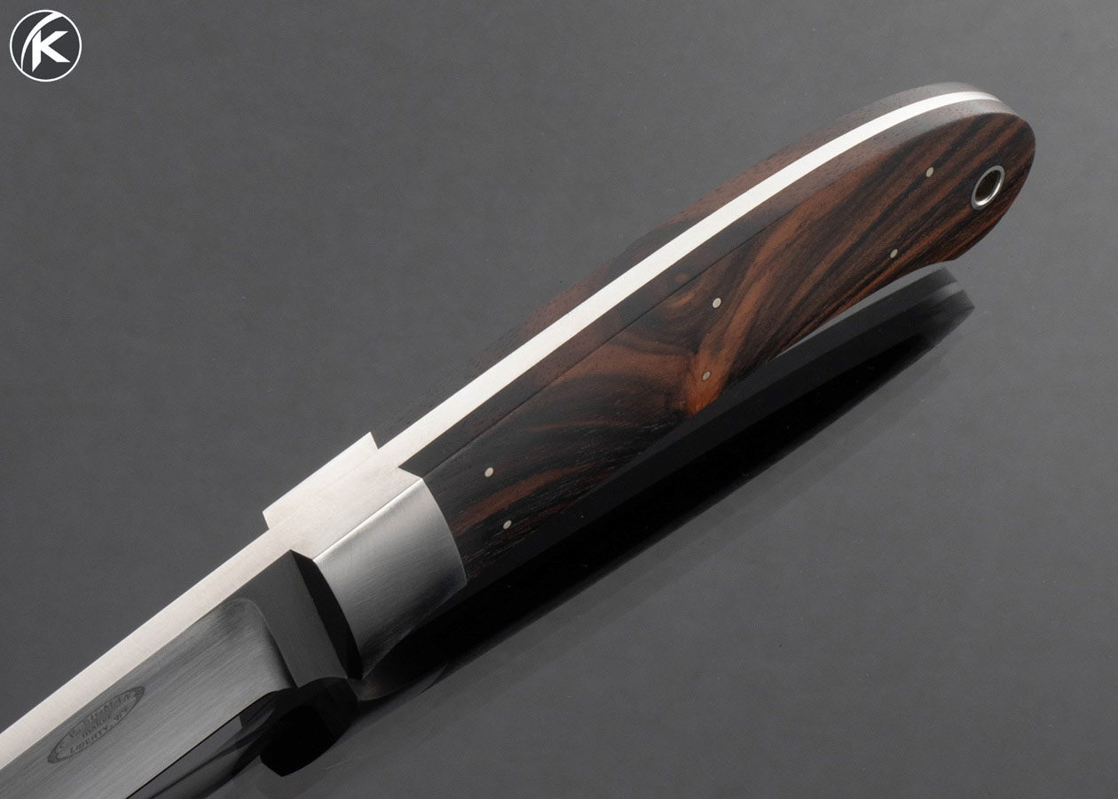 Corbet Sigman Custom Knife Macassar Ebony 440-C Utility Knife with Leather Sheath - Image 4