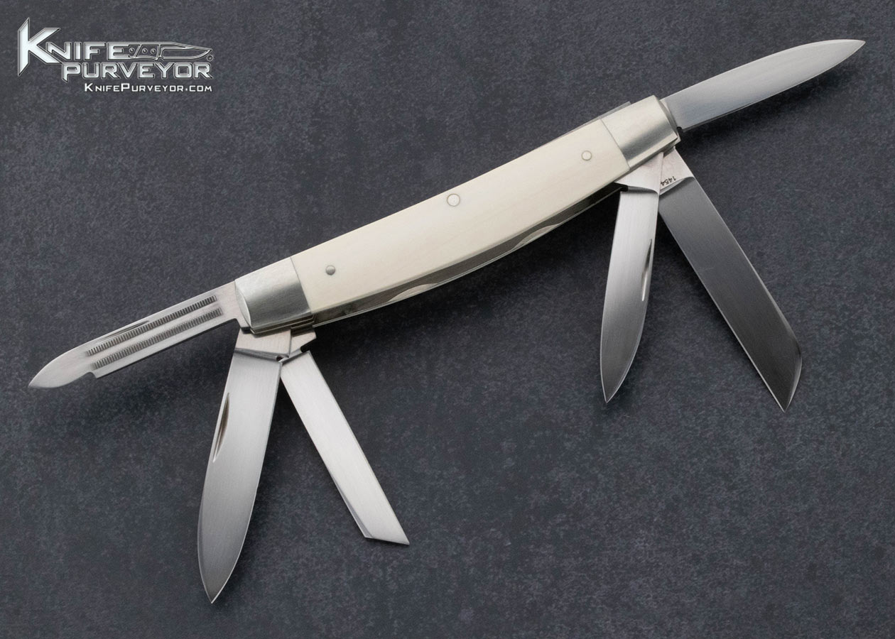 Eugene Shadley Custom Knife Lincoln 6 Blade Congress with Nickel Silver and Mammoth - Image 4