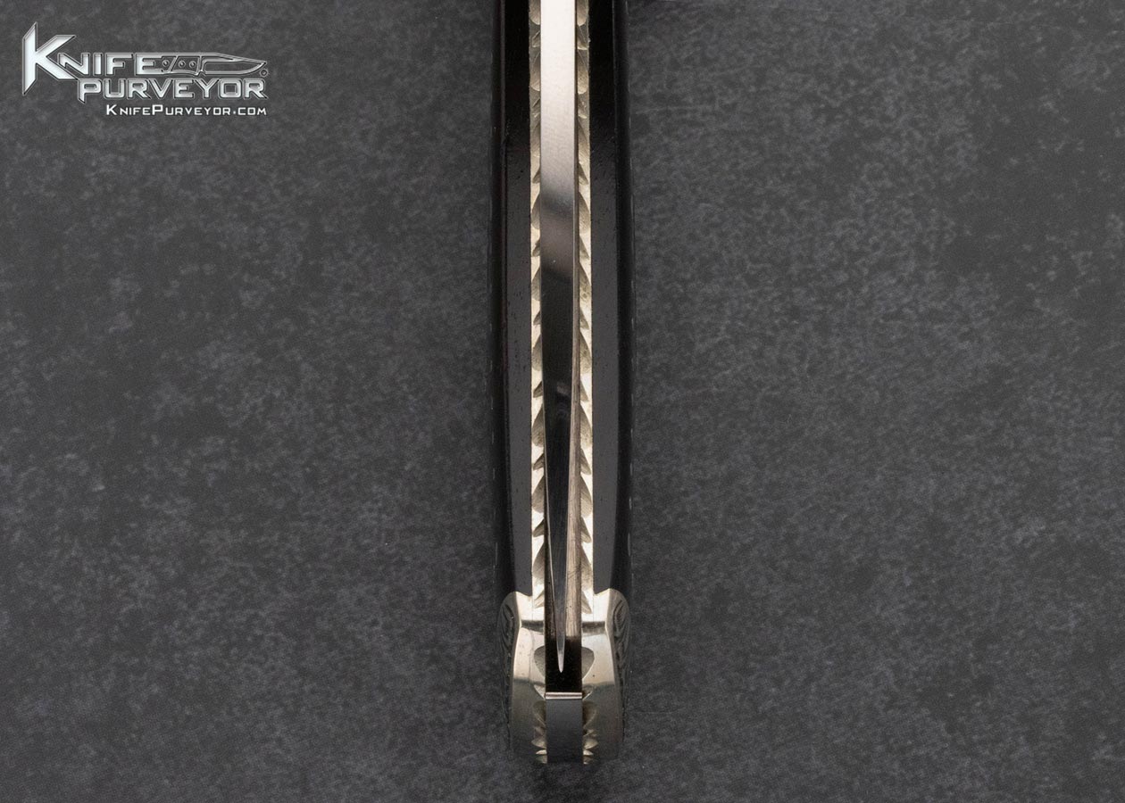 Harvey McBurnette Custom Knife Sole Authorship Engraved Desert Ironwood with Pins and Escutcheon Front Lock - Image 7