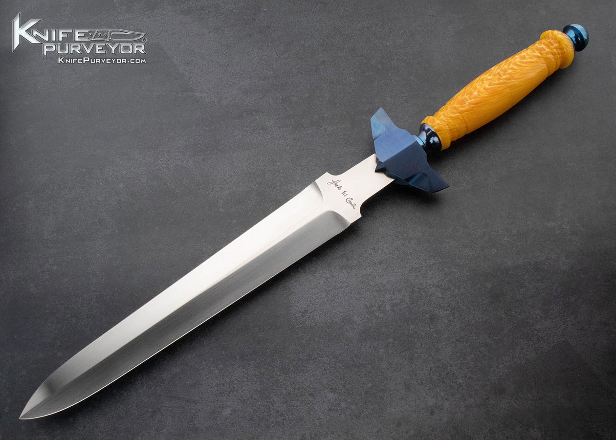 Jack Crain Custom Knife Titanium and Honeycomb Amber Short Sword 15562
