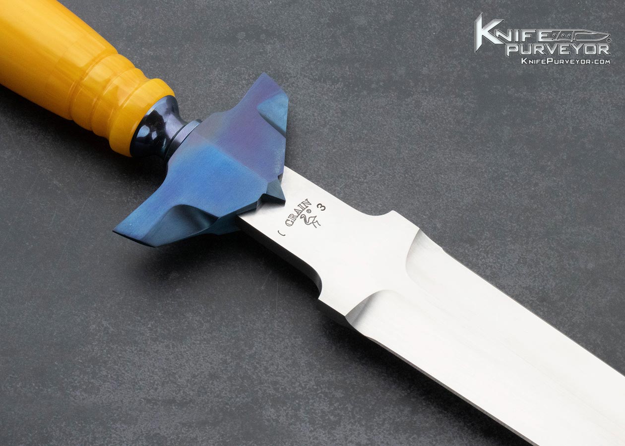 Jack Crain Custom Knife Titanium and Honeycomb Amber Short Sword - Image 4