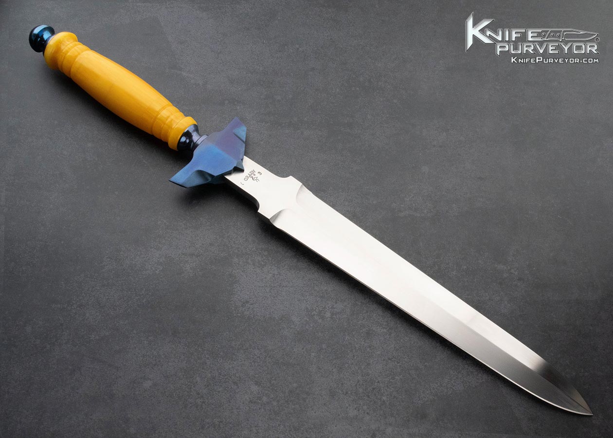 Jack Crain Custom Knife Titanium and Honeycomb Amber Short Sword - Image 3
