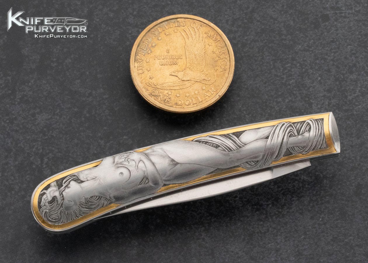 Jess Horn Custom Knife #004 Slip Joint Engraved by Jon Robyn - Image 4