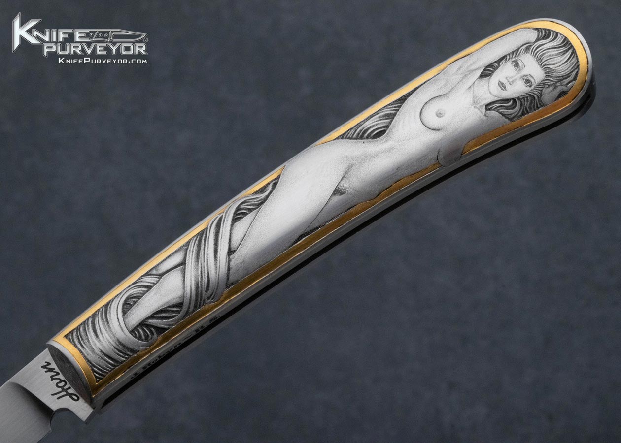 Jess Horn Custom Knife #004 Slip Joint Engraved by Jon Robyn - Image 2