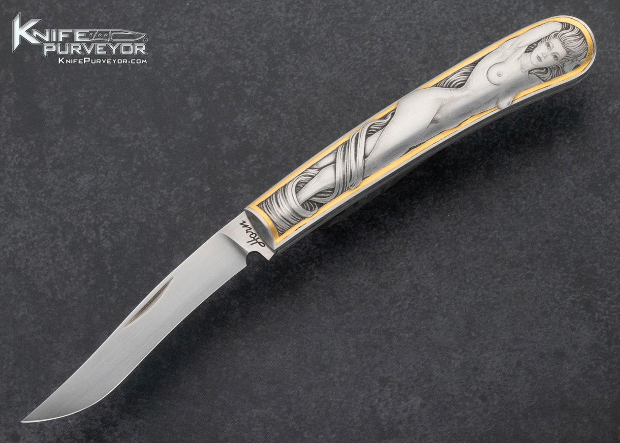Jess Horn Custom Knife #004 Slip Joint Engraved by Jon Robyn 15458
