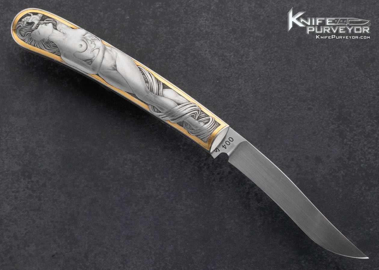 Jess Horn Custom Knife #004 Slip Joint Engraved by Jon Robyn - Image 3