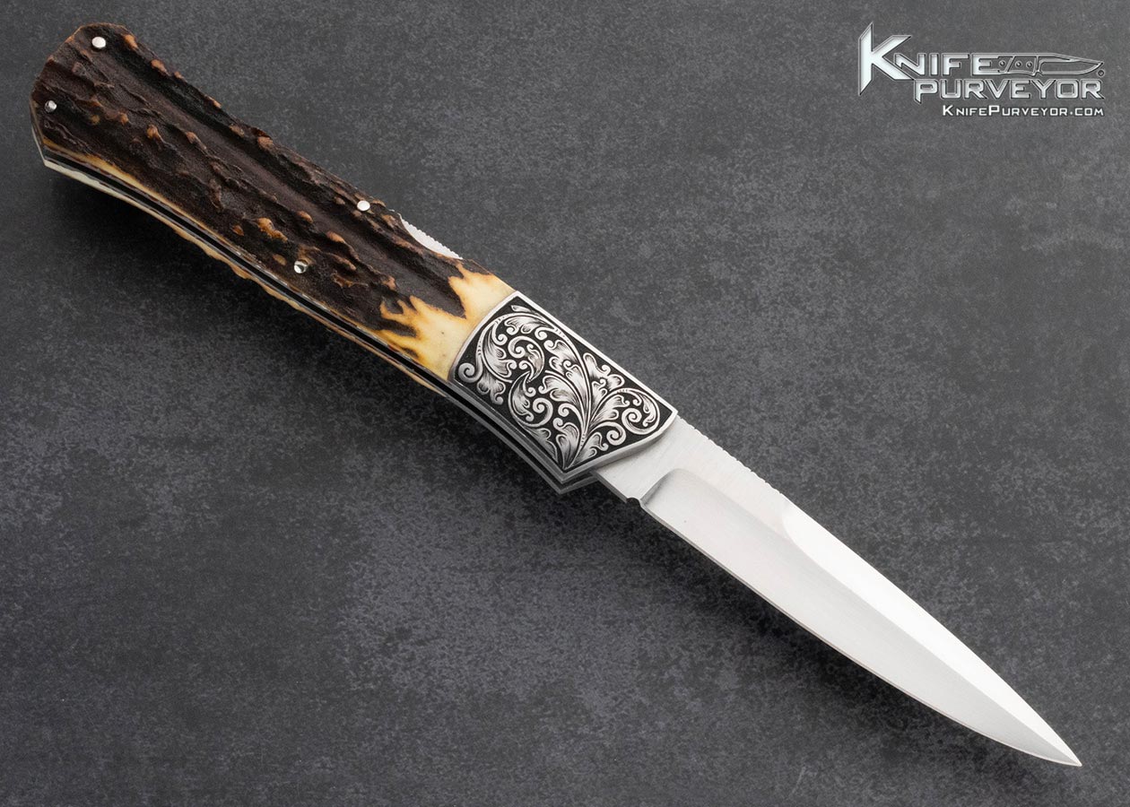 L-J-Sampson-Custom-Knife-Fred-Harrington-Engraved-Stag-Midlock-