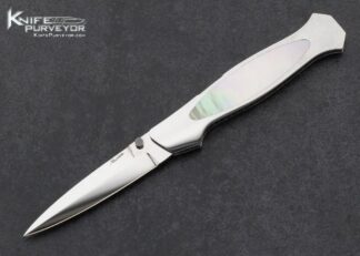 Larry Newton Custom Knife South Sea Gold Lip Pearl Interframe Front Lock 15556