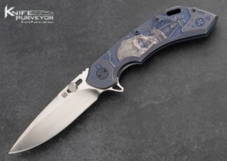 Olamic Cutlery Custom Knife Andrey Kolesnikov Handcarved Titanium "Cyborg" Wayfarer Flipper Framelock 15663