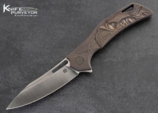 Olamic Cutlery Custom Knife Andrey Kolesnikov Handcarved Titanium "Valkyrie" Swish Framelock Flipper 15665