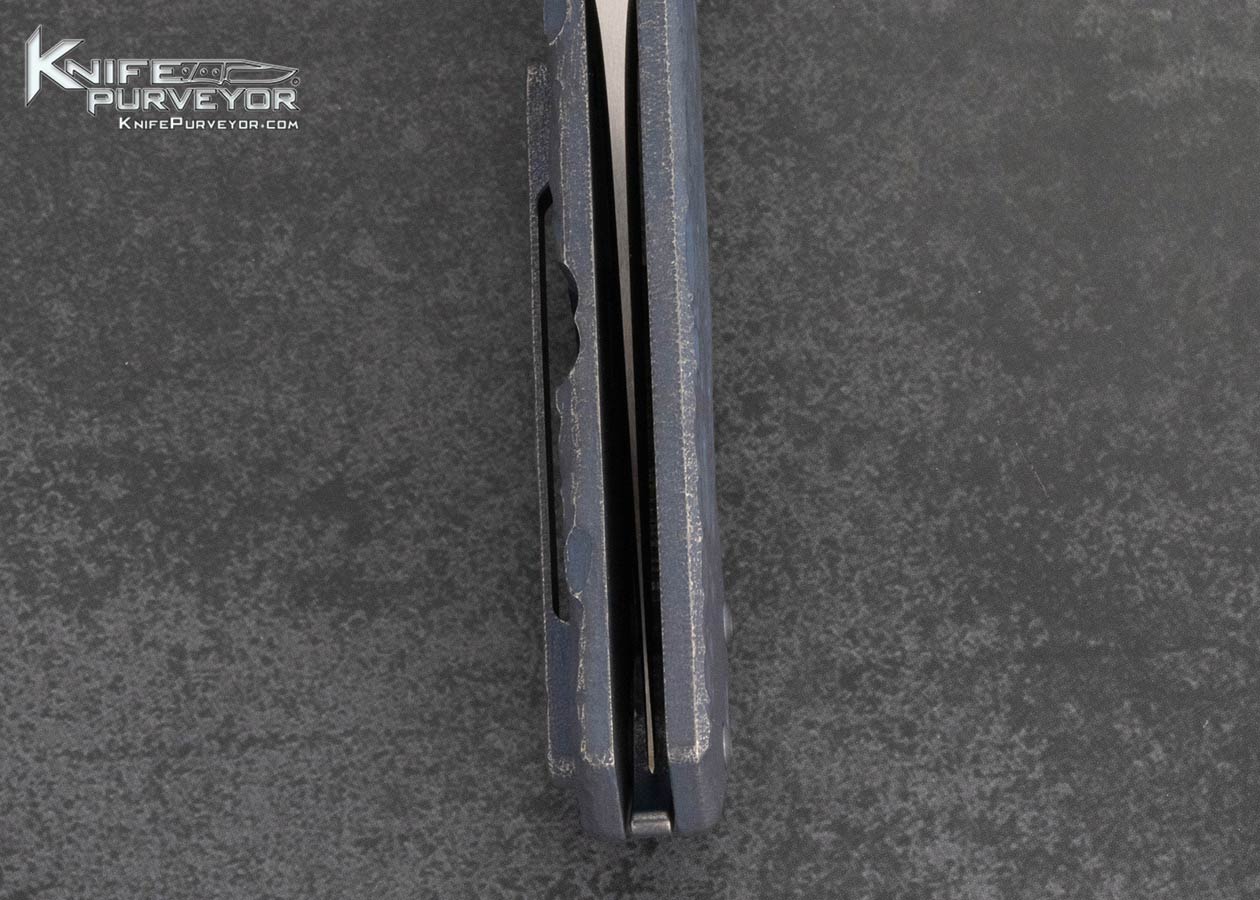 Olamic Cutlery Custom Knife Handcarved Titanium "Lunar" Rainmaker Flipper Framelock - Image 7