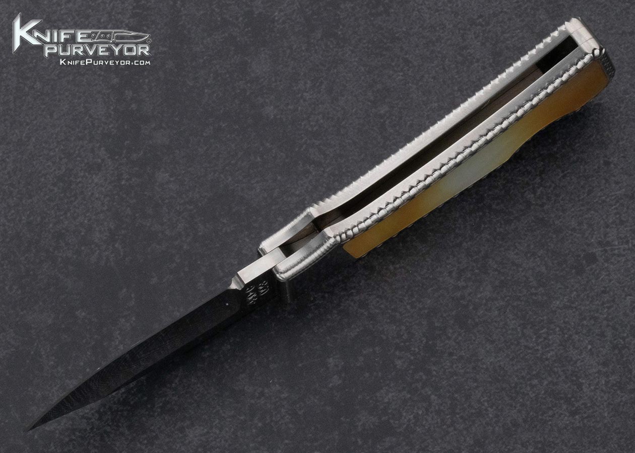 Robert Sidelinger Custom Knife South Sea Gold Lip Pearl Interframe Lockback 15567