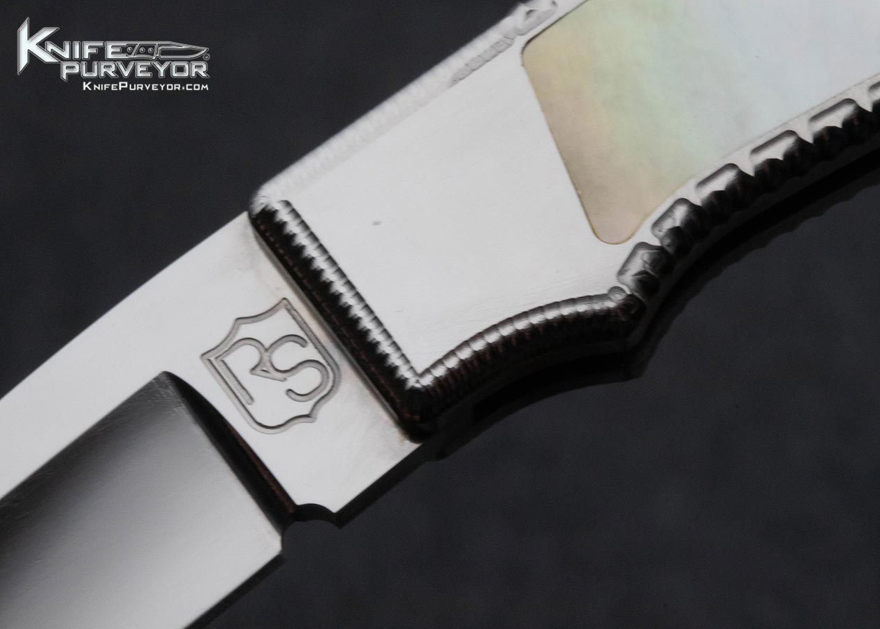 Robert Sidelinger Custom Knife South Sea Gold Lip Pearl Interframe Lockback - Image 2