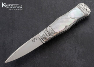 Steve-Hoel-Custom-Knife-Mother-of-Pearl-Interframe-Lockback-Dagger-Engraved-by-Amayak-Stepanyan-