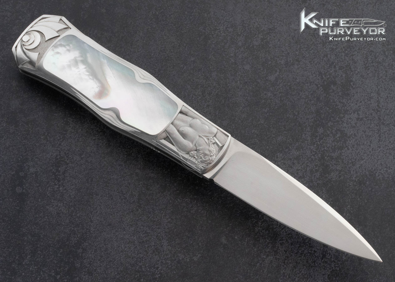 Steve-Hoel-Custom-Knife-Mother-of-Pearl-Interframe-Lockback-Dagger-Engraved-by-Amayak-Stepanyan-