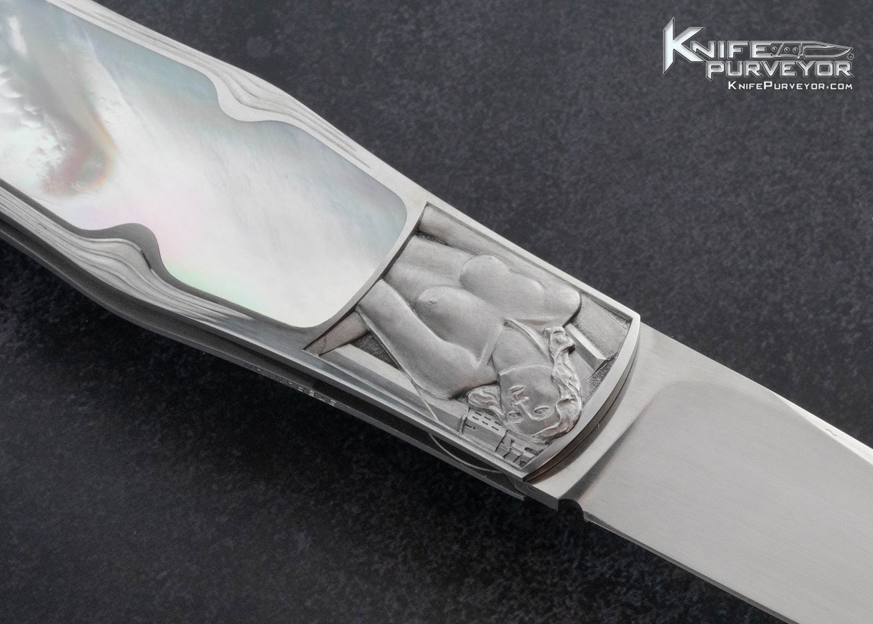 Steve-Hoel-Custom-Knife-Mother-of-Pearl-Interframe-Lockback-Dagger-Engraved-by-Amayak-Stepanyan-