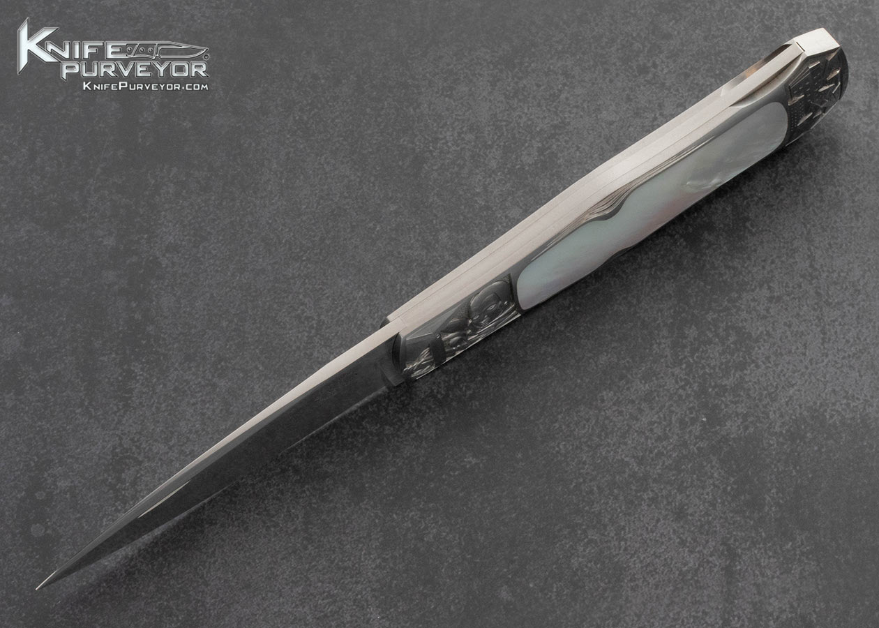 Steve-Hoel-Custom-Knife-Mother-of-Pearl-Interframe-Lockback-Dagger-Engraved-by-Amayak-Stepanyan-
