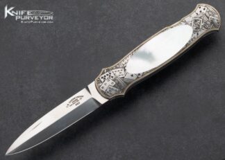 Tom Overeynder Custom Knife Mother of Pearl Shell Interframe Lockback Dagger 15480