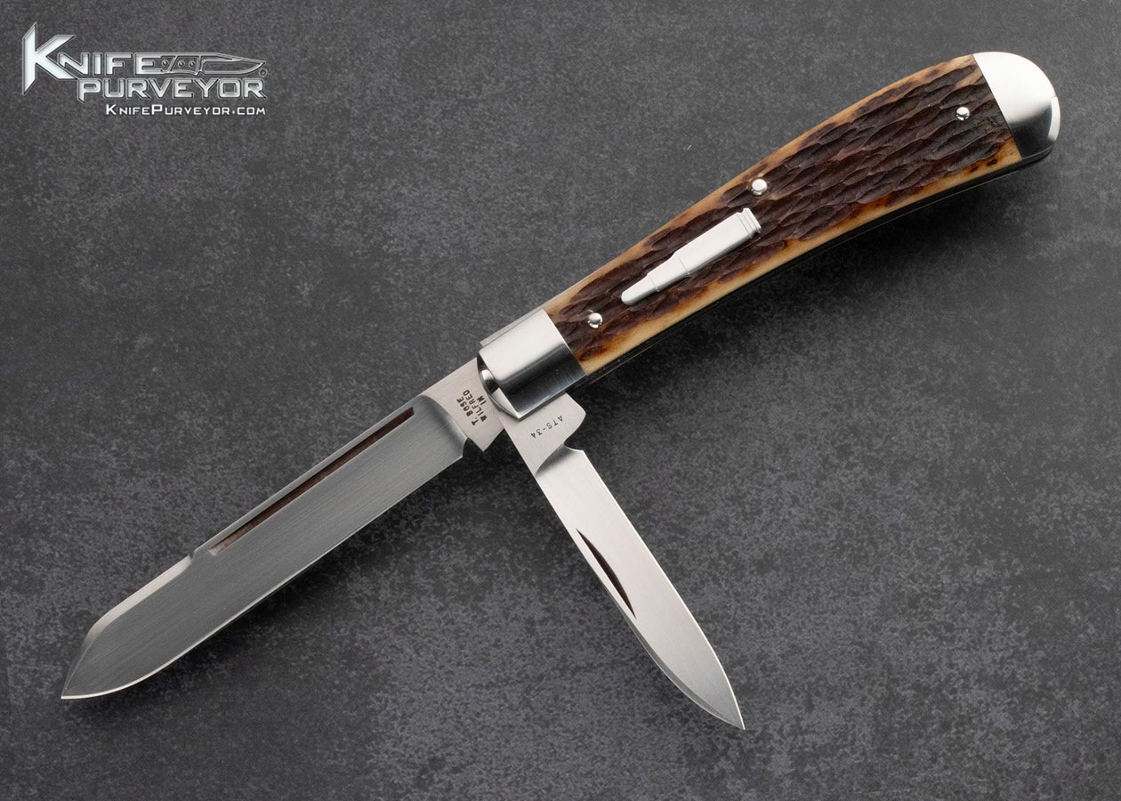 Tony Bose Custom Knife 2 Blade R1273 Remington Bullet Remington Jigged Bone #2 Slipjoint 15615