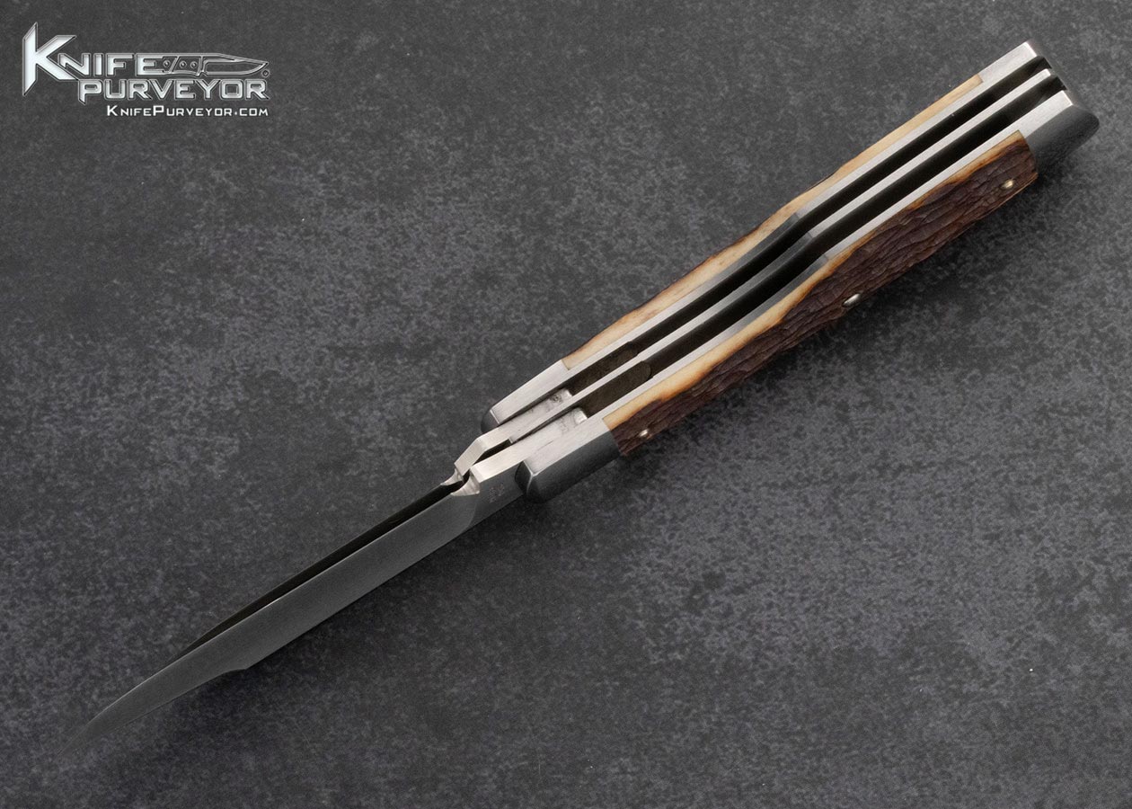 Tony-Bose-Custom-Knife-2-Blade-Remington-Jigged-Bone-Gun-Stock-#1-With-Federal-Shield-Slipjoint-