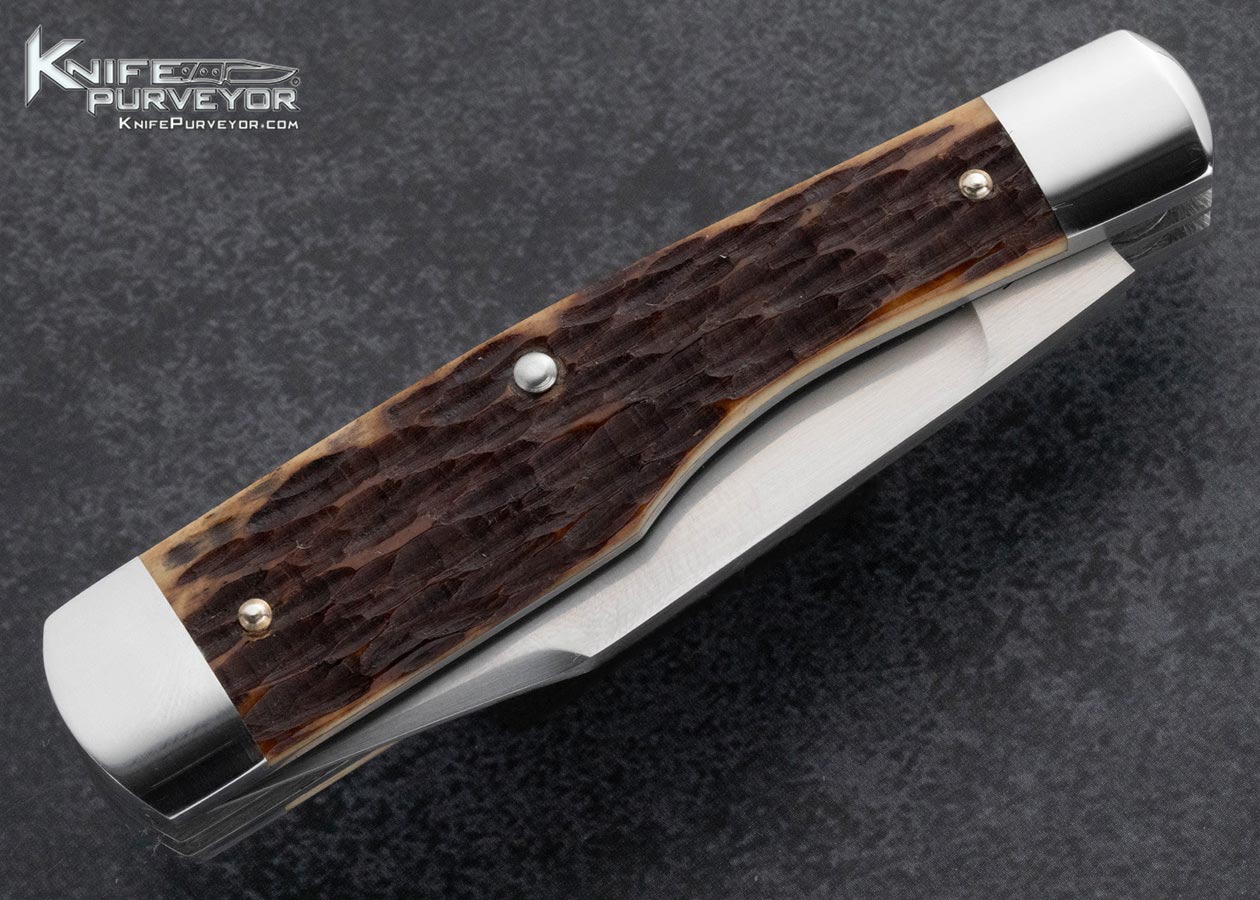 Tony-Bose-Custom-Knife-2-Blade-Remington-Jigged-Bone-Gun-Stock-#1-With-Federal-Shield-Slipjoint-