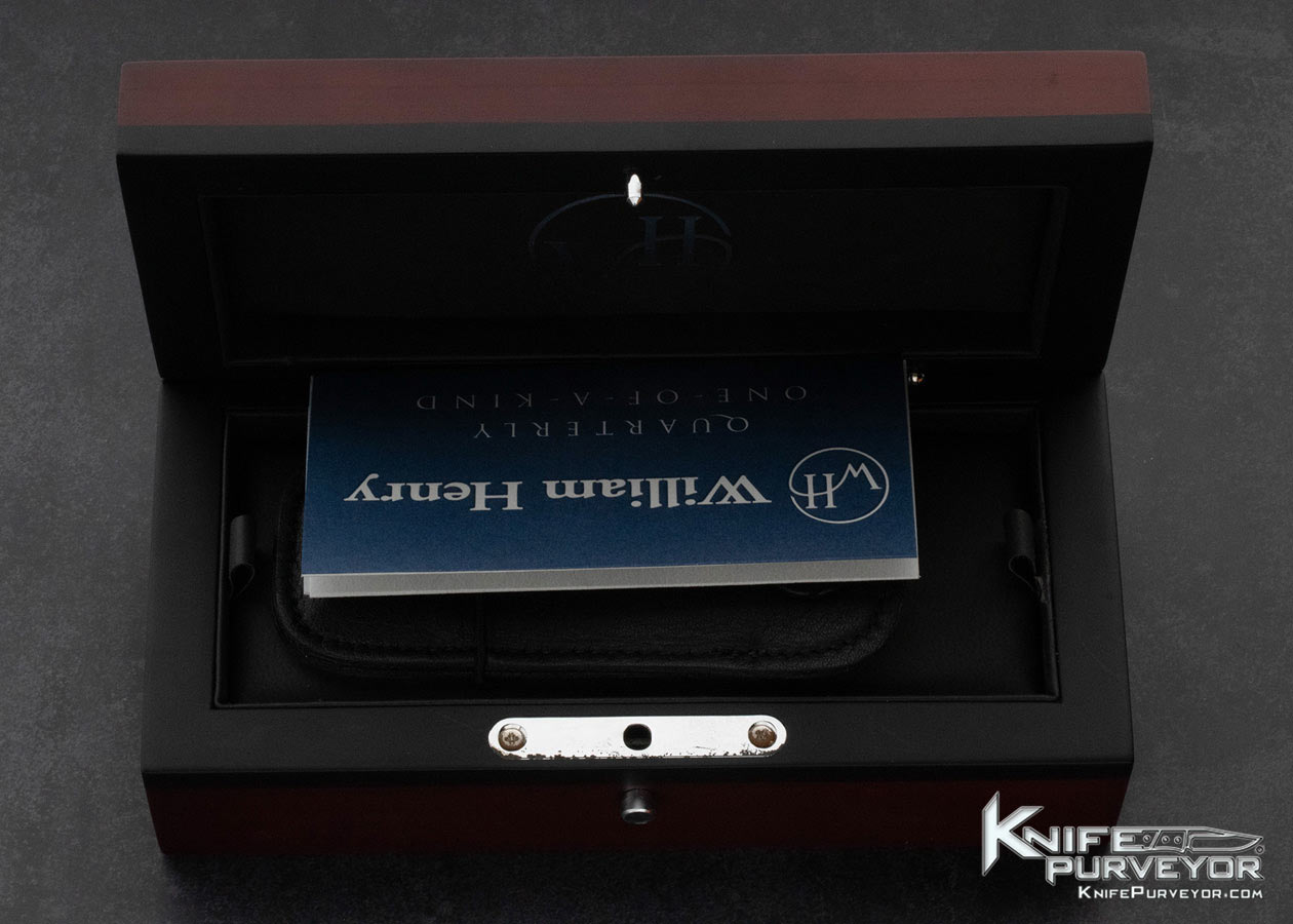 William Henry Custom Knife Gentac B30 Koftgari 24Kt Gold Inlaid "Bolt" Black Lip Pearl and Mike Norris Damascus Buttonlock - Image 10