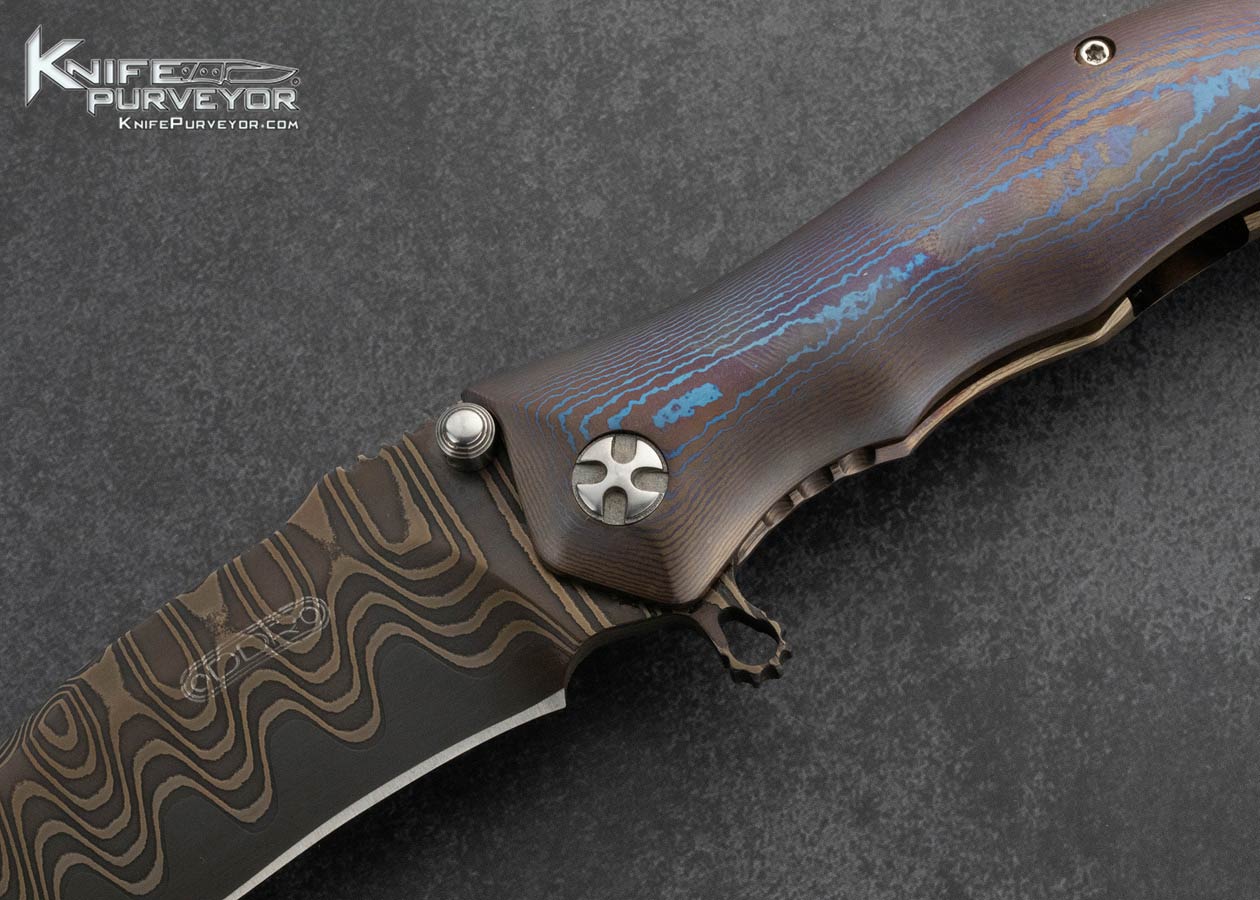 Darrel-Ralph-Custom-Knife-Damascus-and-Timascus-Framelock-Flipper-Prototype-