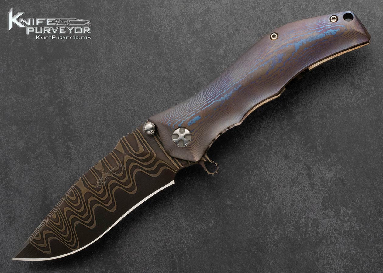 Darrel-Ralph-Custom-Knife-Damascus-and-Timascus-Framelock-Flipper-Prototype-