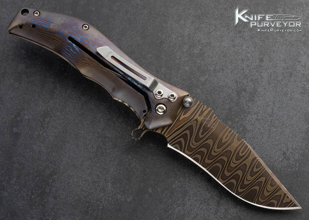 Darrel-Ralph-Custom-Knife-Damascus-and-Timascus-Framelock-Flipper-Prototype-