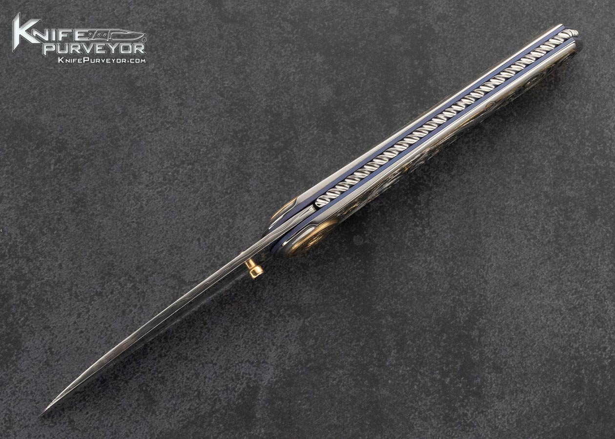 Howard-Hitchmough-Custom-Knife-Damasteel-Linerlock-Engraved-by-Tim-George-with-24Kt-Gold-Inlays-15680